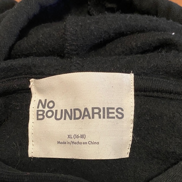 No Boundaries Black Hoodie with Skull and Purple Rose Design - Picture 3 of 3